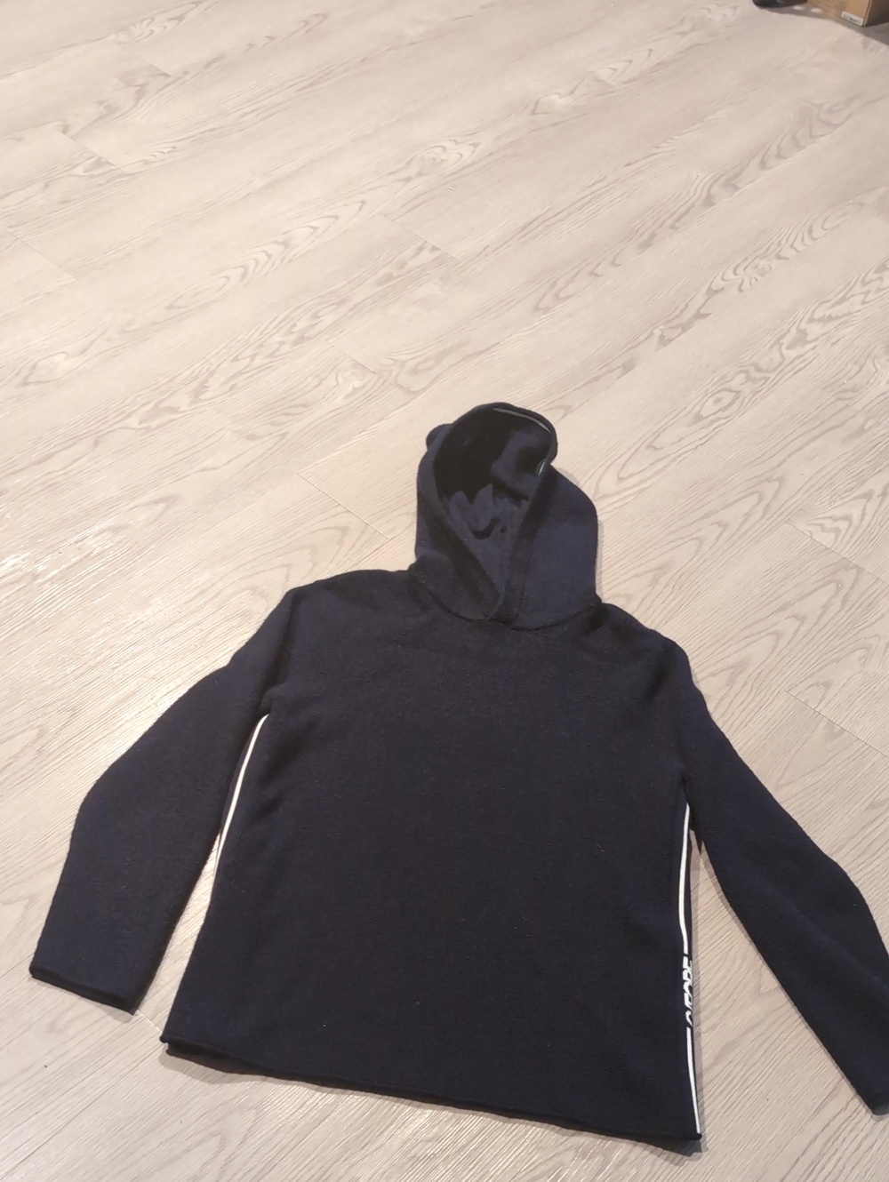 G/FORE Men's Navy Merino Wool Crewneck Hoodie Sweater with Side Trim